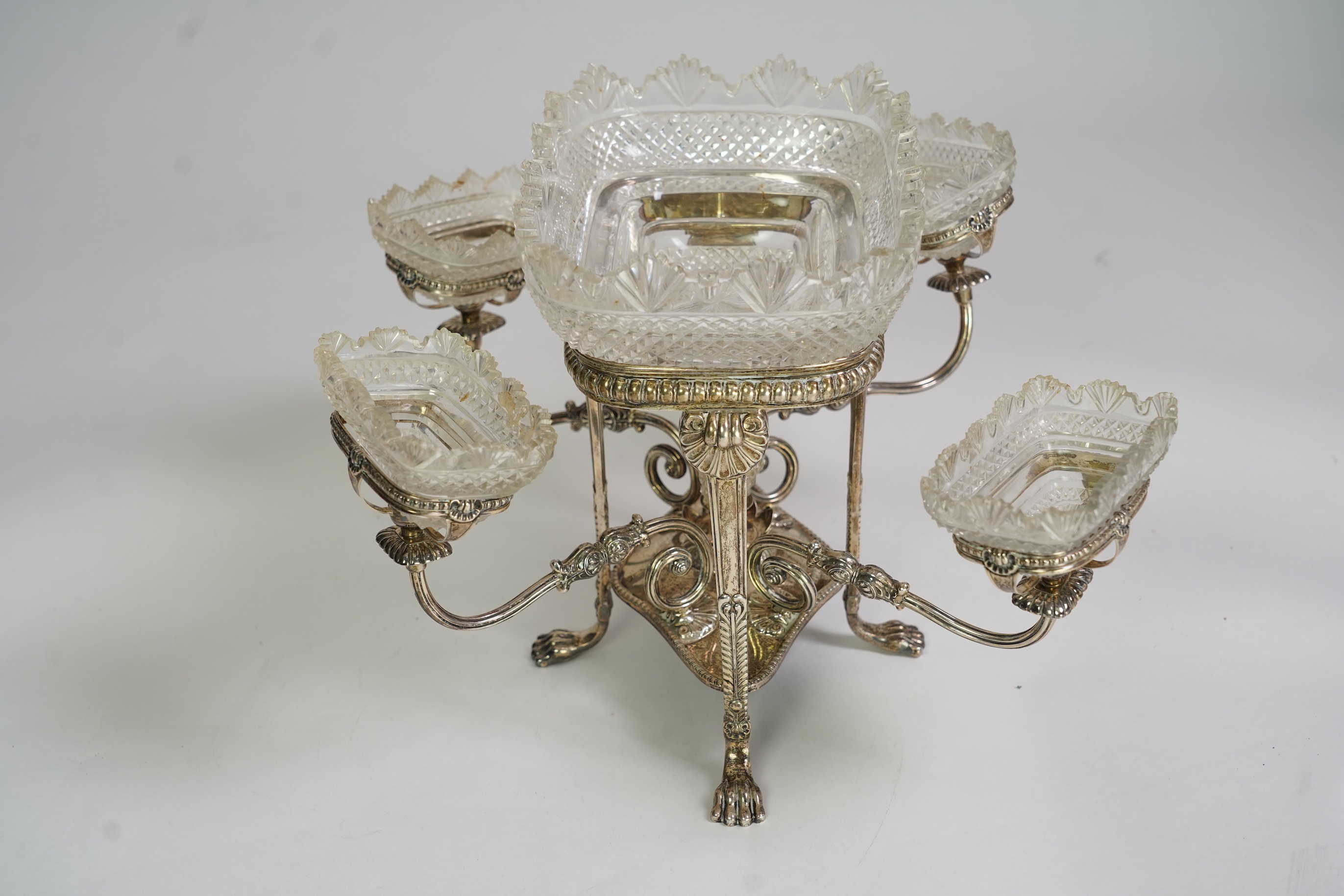 An Edwardian silver epergne by Hawksworth, Eyre & Co